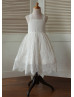 Ivory Cotton Lace Cross Back Flower Girl Dress